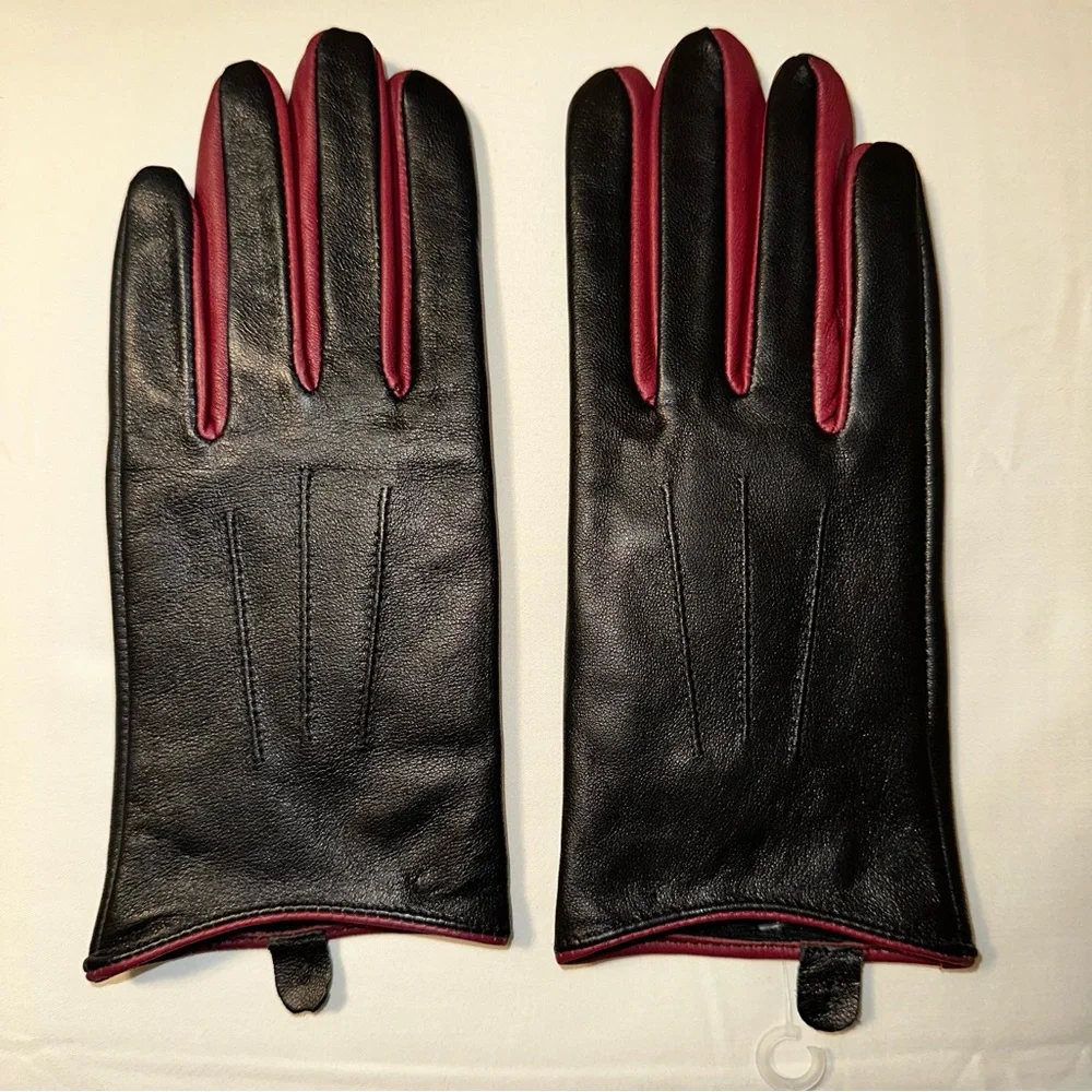 NWOT DKNY 100% genuine leather gloves size S lined with polyester - Picture 5 of 7